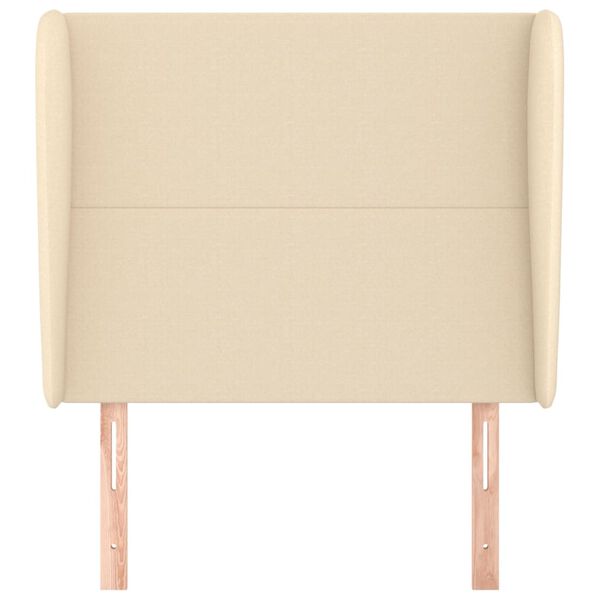 vidaXL Cabeceira de cama c/ abas tecido 83x23x118/128 cm creme