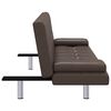 vidaXL Sof&aacute;-cama com 2 almofadas couro artificial castanho