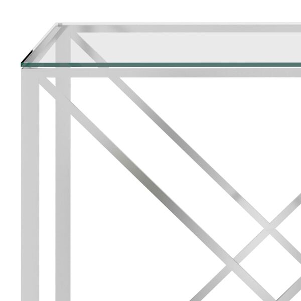 vidaXL Mesa de apoio 140x40x78 cm aço inoxidável e vidro prateado
