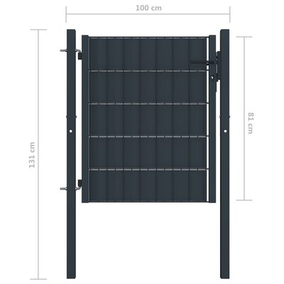 vidaXL Portão de cerca 100x81 cm PVC e aço antracite