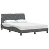 vidaXL Cama com colch&atilde;o 140x200 cm tecido cinzento-escuro