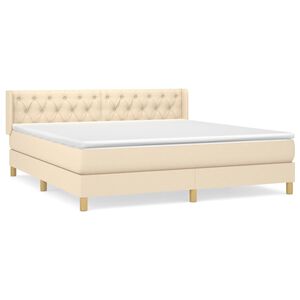 vidaXL Cama com molas/colch&atilde;o 160x200 cm tecido cor creme