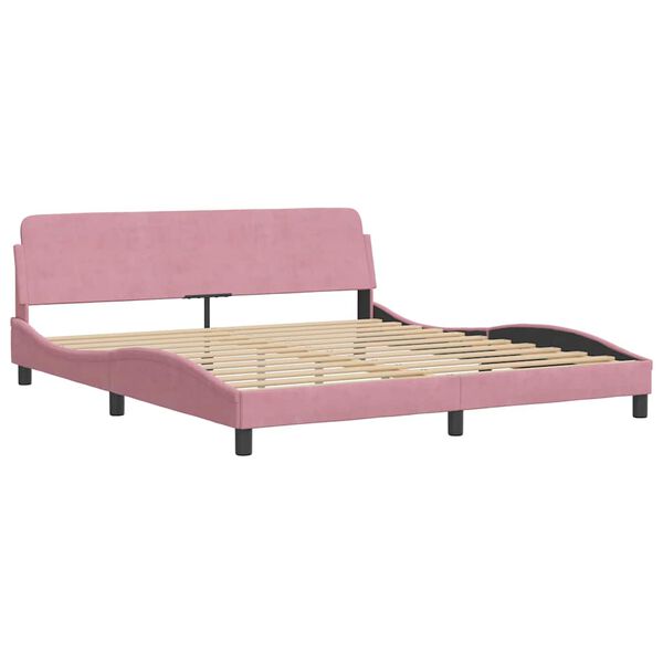 vidaXL Estrutura de cama sem colch&atilde;o 180x200 cm veludo rosa