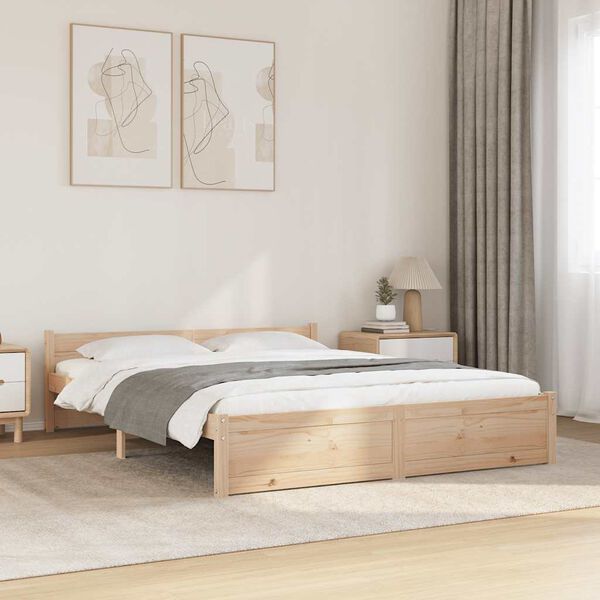 vidaXL Estrutura de cama 140x190 cm madeira maci&ccedil;a