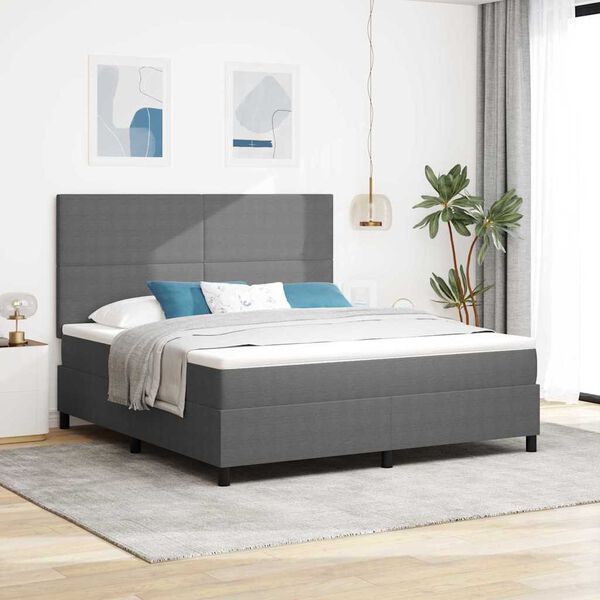 vidaXL Cama Box Spring LED Cinza Claro e Branco 180 x 200 cm