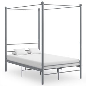 vidaXL Estrutura de cama com dossel 120x200 cm metal cinzento