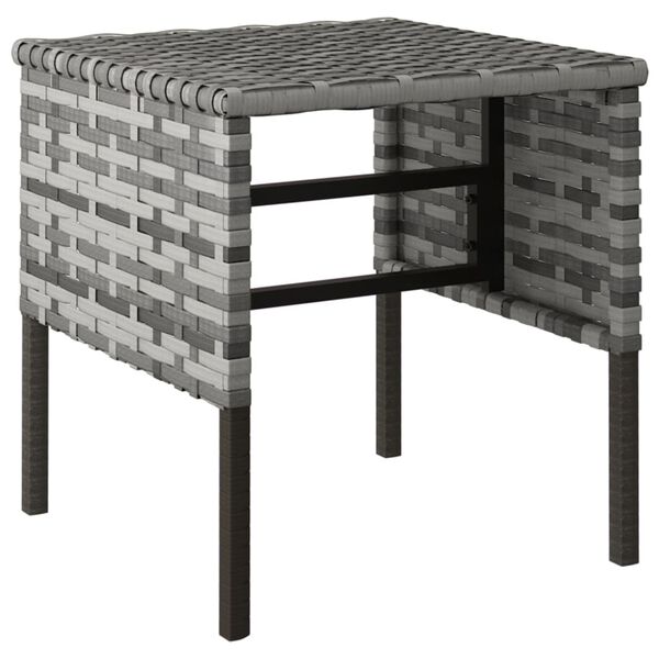 vidaXL Apoios de pés para jardim com 4 almofadões vime PE cinzento