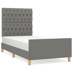 vidaXL Estrutura de cama sem colch&atilde;o 100x200 cm tecido cinzento-escuro