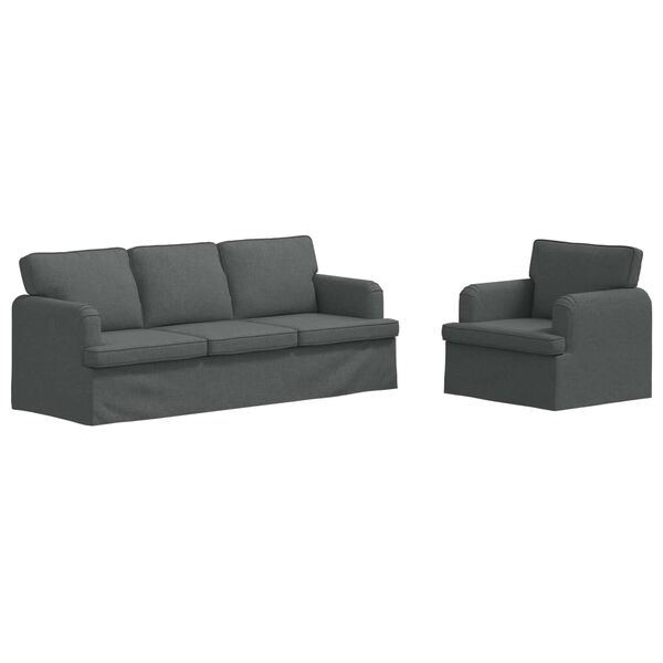 vidaXL Sof&aacute; 2 pcs Cinza Escuro 144 x 80 x 85 cm tecido