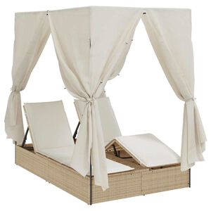 vidaXL Espregui&ccedil;adeira Dupla Ajust&aacute;vel Bege 205 x 129 x 200 cm vime PE