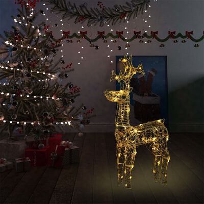 vidaXL Rena decorativa de Natal 90 luzes LED acrílico 60x16x100 cm