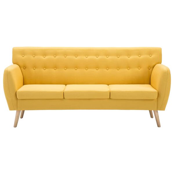 vidaXL Sof&aacute; de 3 lugares estofos de tecido 172x70x82 cm amarelo