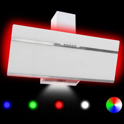 vidaXL Exaustor RGB LED 90 cm aço inoxidável e vidro temperado
