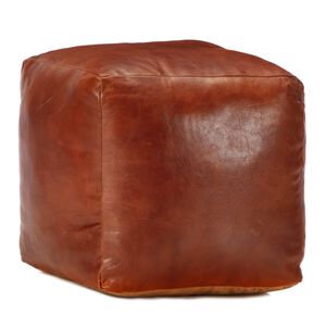 vidaXL Pufe 40x40x40 cm couro de cabra genu&iacute;no bronze