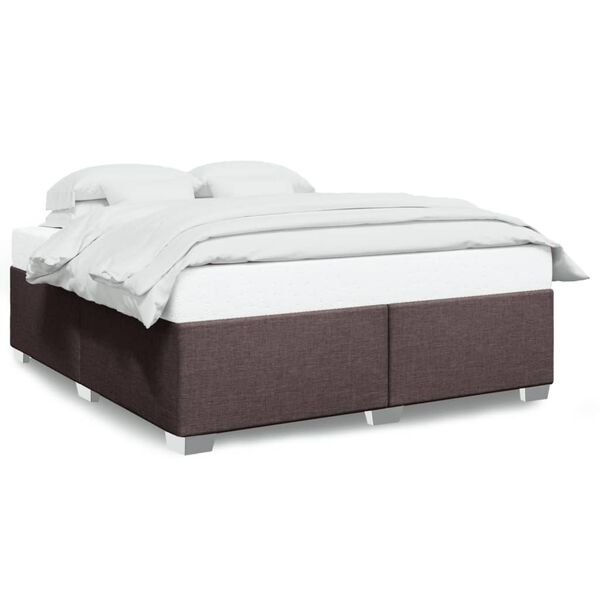 vidaXL Estrutura de cama sem colch&atilde;o 180x200 cm tecido castanho-escuro