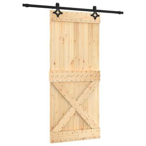 vidaXL Porta Deslizante Natural e Preto 90 x 210 cm