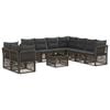 vidaXL Conjunto de Sof&aacute; de Jardim 10 unid. Cinzento vime PE