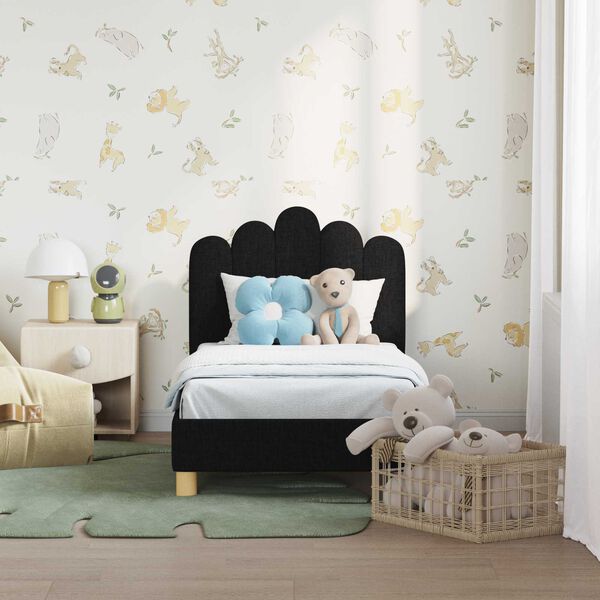 vidaXL Estrutura de Cama para Crian&ccedil;a com Cabeceira Preto 70 x 140 cm