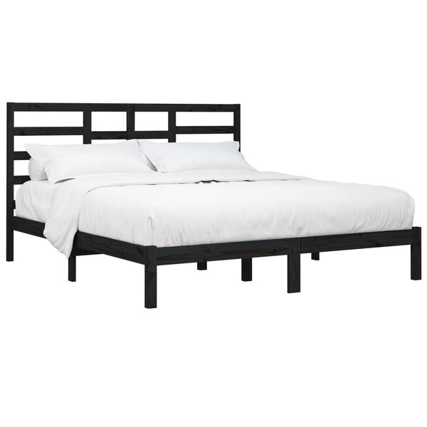 vidaXL Estrutura de cama 200x200 cm madeira maci&ccedil;a preto