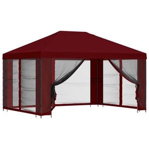 vidaXL Gazebo de Jardim com Laterais 4 &times; 3 m Borgonha Poli&eacute;ster e A&ccedil;o