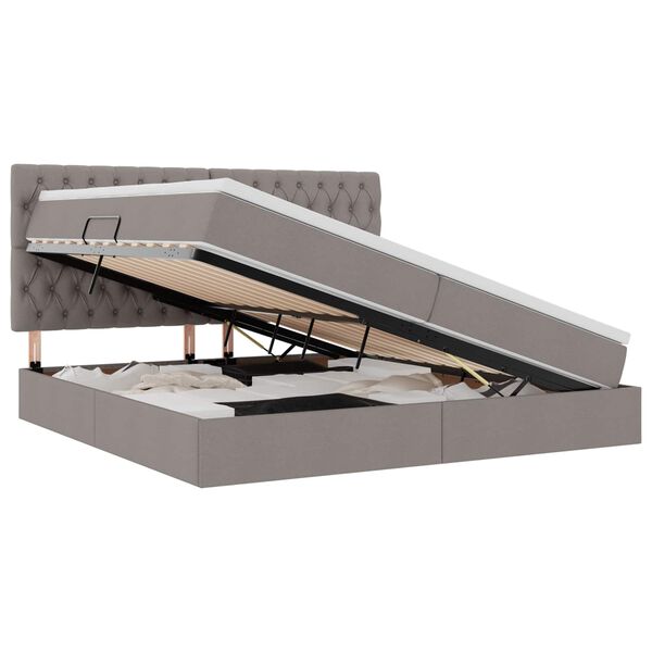vidaXL Cama com arruma&ccedil;&atilde;o e colch&atilde;o Cinzento-acastanhado 200 x 200 cm