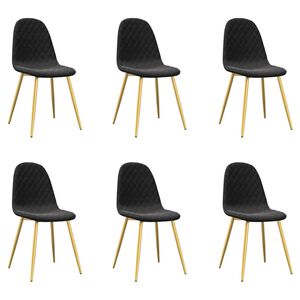 vidaXL Cadeiras de jantar 6 pcs veludo preto