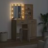 vidaXL Conjunto de Mesa de Maquiagem com LED 2 pcs Carvalho Sonoma