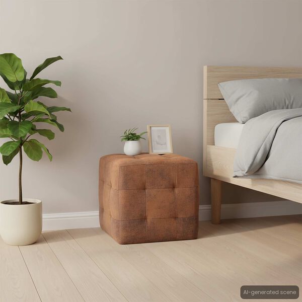 vidaXL Mesas de cabeceira 2pcs 30x30x30 cm camurça artificial castanho