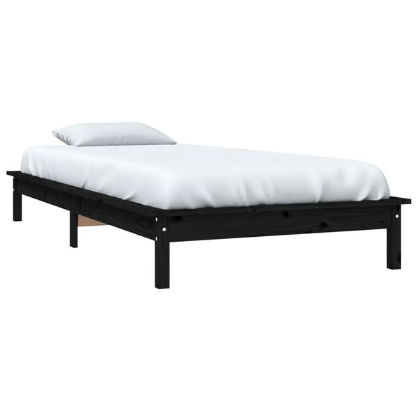 vidaXL Estrutura de cama 90 x 200 cm madeira de pinho maci&ccedil;a preto