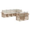vidaXL Conjunto de Sof&aacute;s para Exterior 7 unid. Natural e Branco Creme