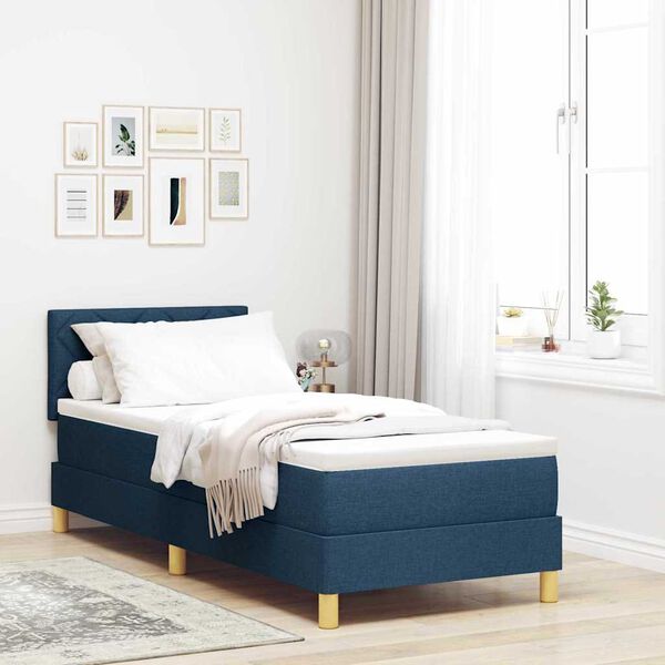 vidaXL Cama Box Spring LED com colch&atilde;o com led Azul 80 x 200 cm tecido