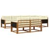 vidaXL Conjunto de Sof&aacute;s para Exterior 7 pcs Natural e Creme