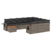 vidaXL 11 pcs conjunto sof&aacute;s de jardim c/ almofad&otilde;es vime PE cinzento