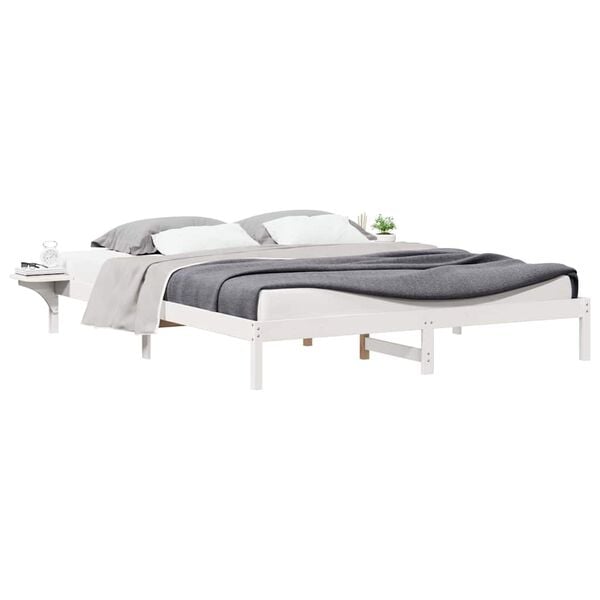 vidaXL Cama com Mesas Laterais Branco 180 x 220 cm
