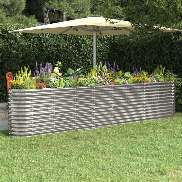 vidaXL Canteiro elevado jardim 332x40x68cm aço galvanizado prateado