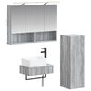 vidaXL Conjunto de Arm&aacute;rios para Banheiro 4 pcs Sonoma cinzento