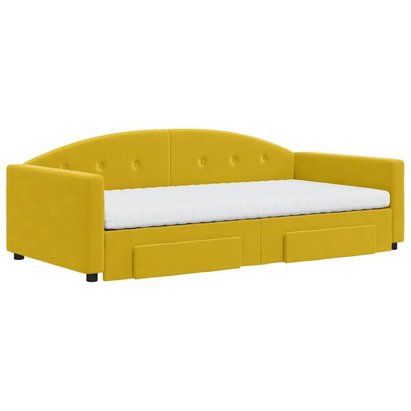 vidaXL Sof&aacute;-cama com gavet&atilde;o e gavetas 100x200 cm veludo amarelo