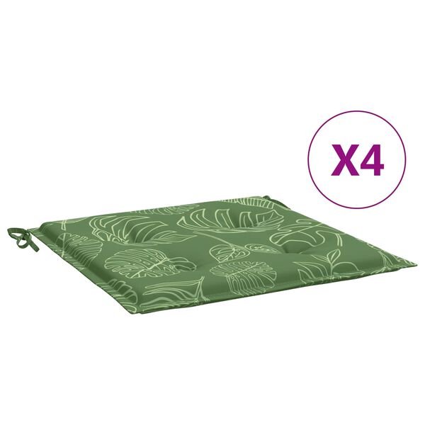 vidaXL Almofadas de cadeira 4 pcs Verde e Branco 50 x 50 x 4 cm