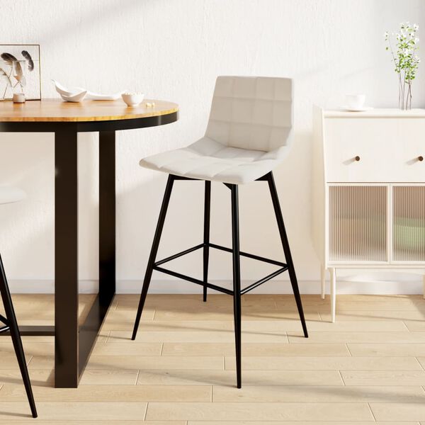 vidaXL Banco de bar veludo cor creme