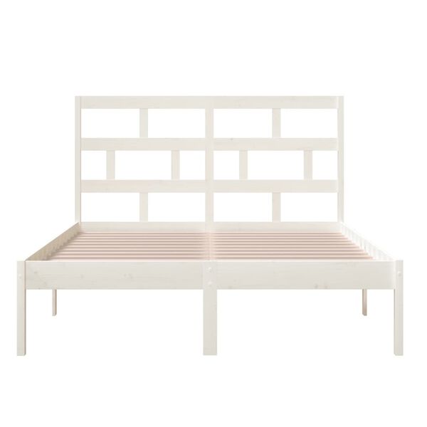vidaXL Estrutura de cama 120x200 cm pinho maci&ccedil;o branco
