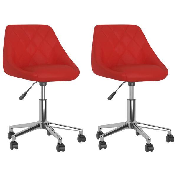 vidaXL Cadeiras jantar girat&oacute;rias 2pcs couro artificial vermelho tinto