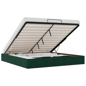 vidaXL Estrutura de cama otomana sem colch&atilde;o 160x200 cm verde escuro