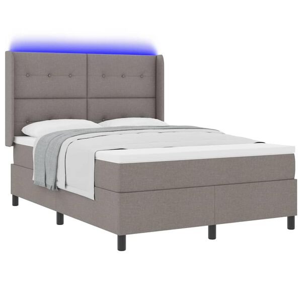 vidaXL Cama Box Spring LED Cinzento-acastanhado 160 x 200 cm tecido