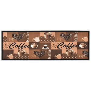 vidaXL Tapete de cozinha lav&aacute;vel com design caf&eacute; 45x150 cm castanho