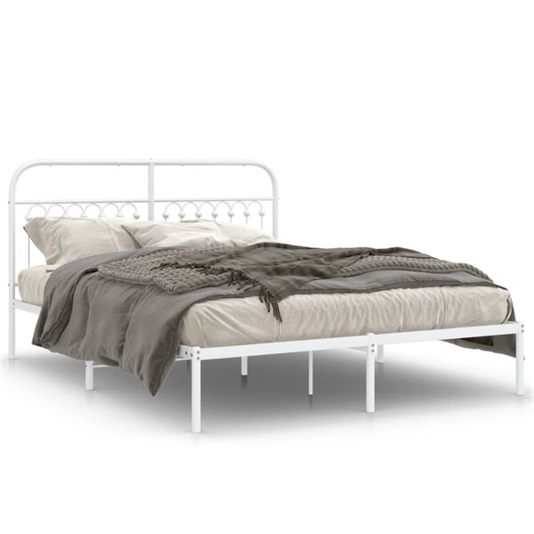 vidaXL Estrutura de cama com cabeceira 160x200 cm metal branco
