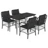 vidaXL 5 pcs conjunto de jantar p/ jardim c/ almofad&otilde;es vime PE preto