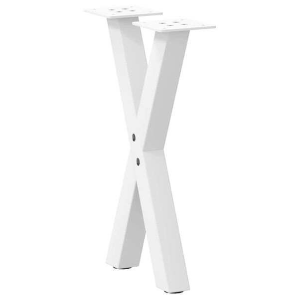 vidaXL P&eacute;s para mesa de centro em formato de X, 2 pe&ccedil;as, branco, 28x(42-43) cm, a&ccedil;o