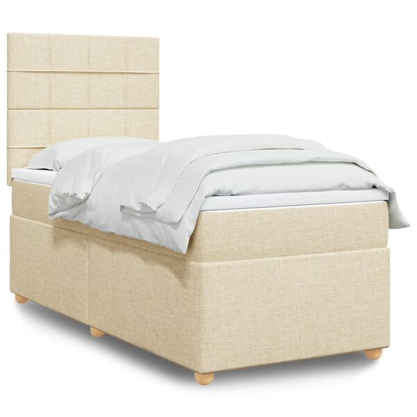 vidaXL Cama com molas/colch&atilde;o 80x200 cm tecido cor cr&egrave;me