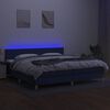 vidaXL Cama box spring c/ colch&atilde;o e LED 200x200 cm tecido azul