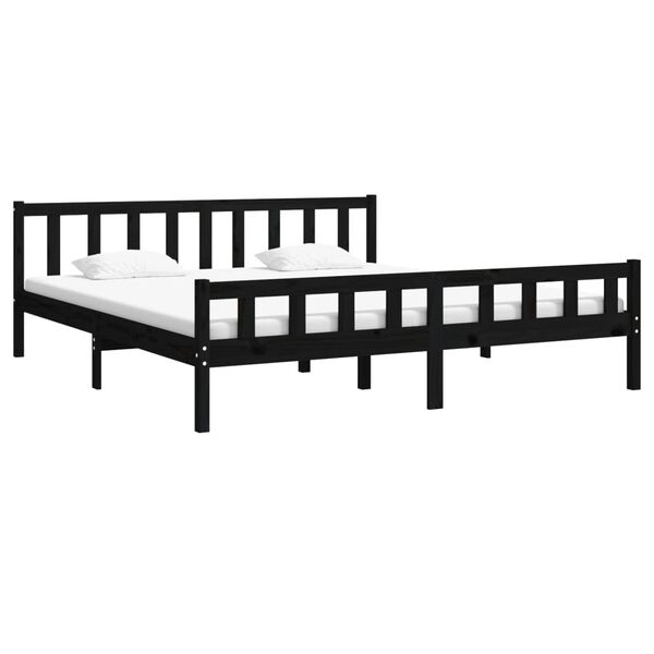 vidaXL Estrutura de cama 200x200 cm madeira maci&ccedil;a preto
